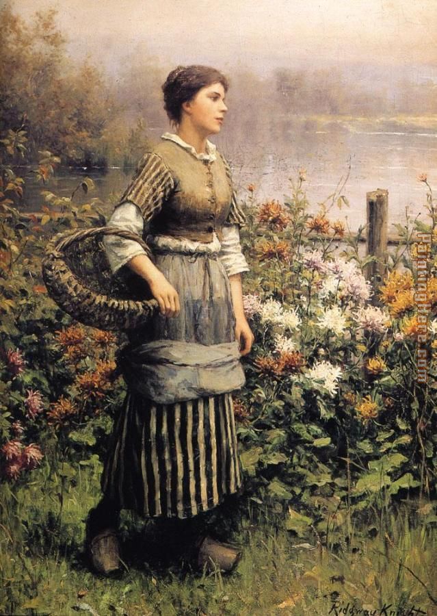 Daniel Ridgway Knight Maid Among the Flowers
